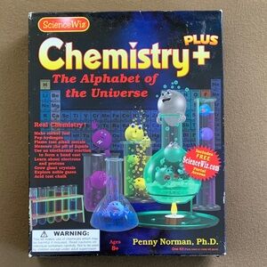 ScienceWiz Chemistry + Learning Kit
Ages 8+
Unused in original packaging